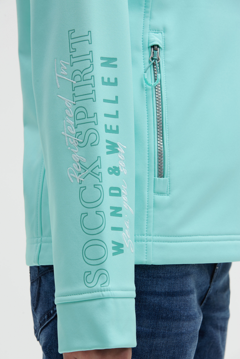Softshelljacke mit Ärmelprint und Stickereien