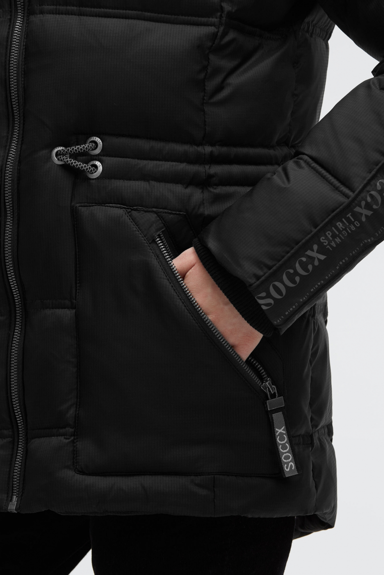 Steppjacke mit Taillengummizug und Logo-Tapes