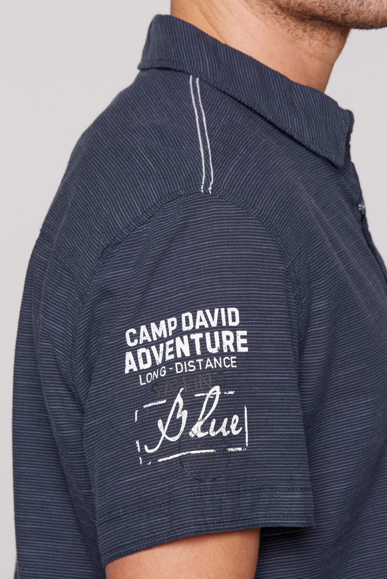Streifenhemd Kurzarm mit Label Prints