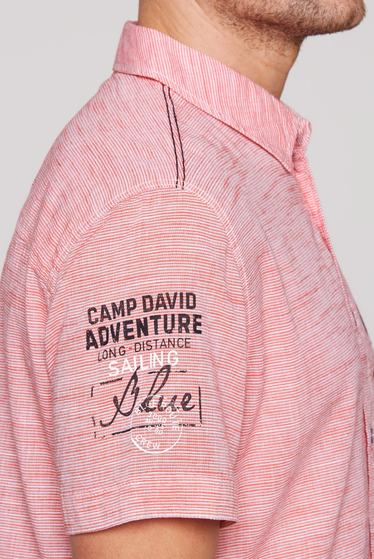 Streifenhemd Kurzarm mit Label Prints