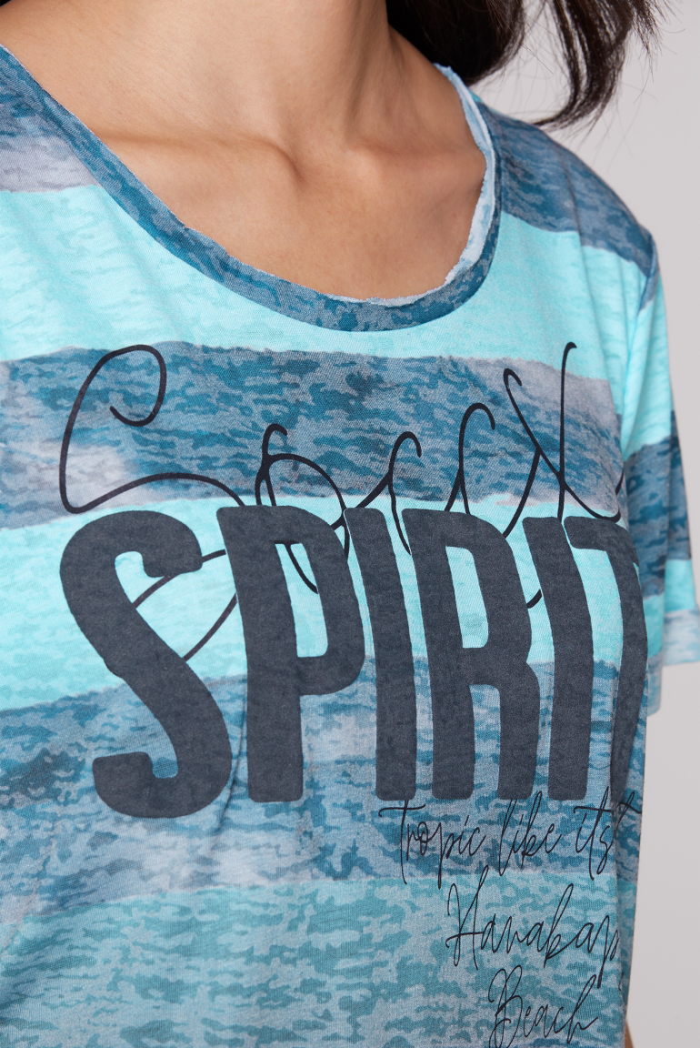 Streifenshirt mit Ausbrenner-Effekten und Artwork