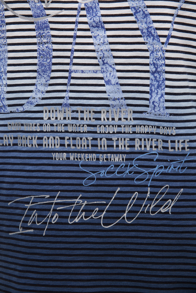 Streifenshirt mit Dip-Dye-Effekt und Artwork