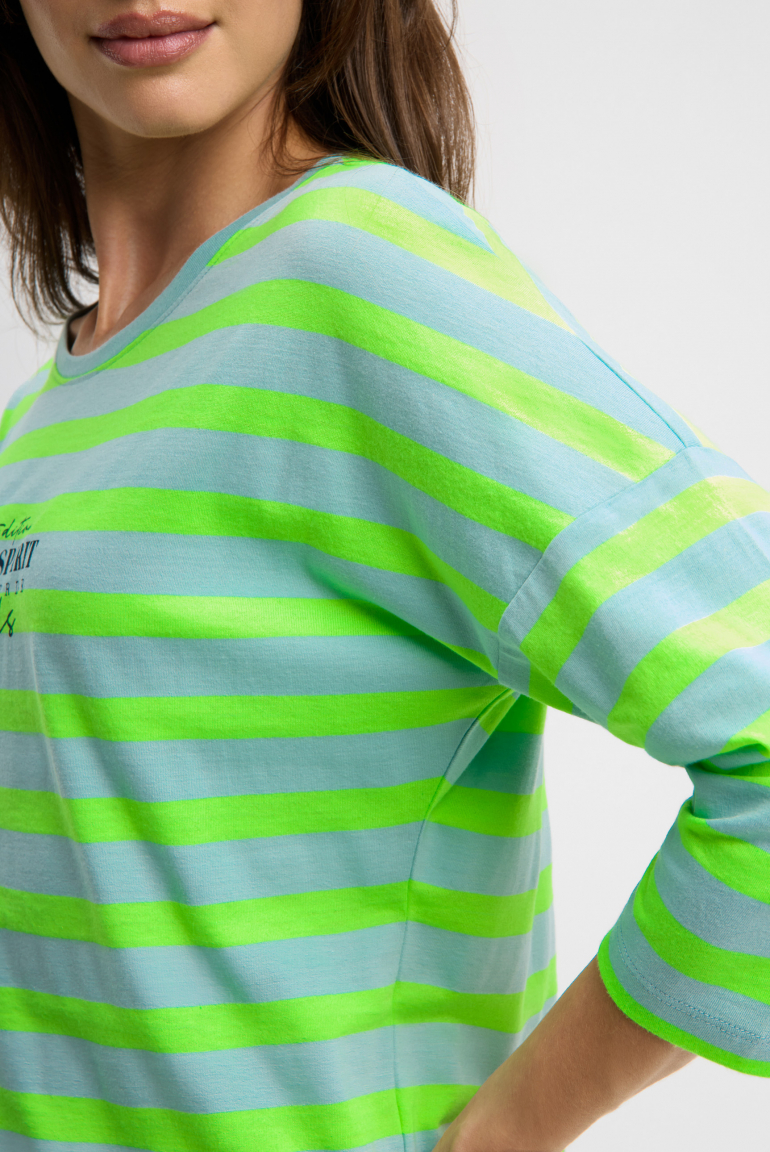 Streifenshirt mit Rücken-Print und 3/4-Ärmeln