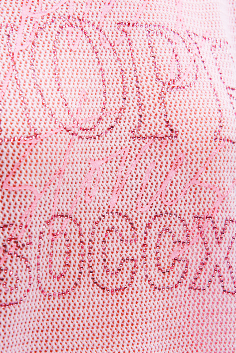 Strick-Hoodie mit Mesh-Struktur und Artwork