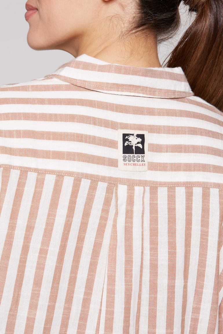 Strukturierte Longbluse mit Streifenmuster