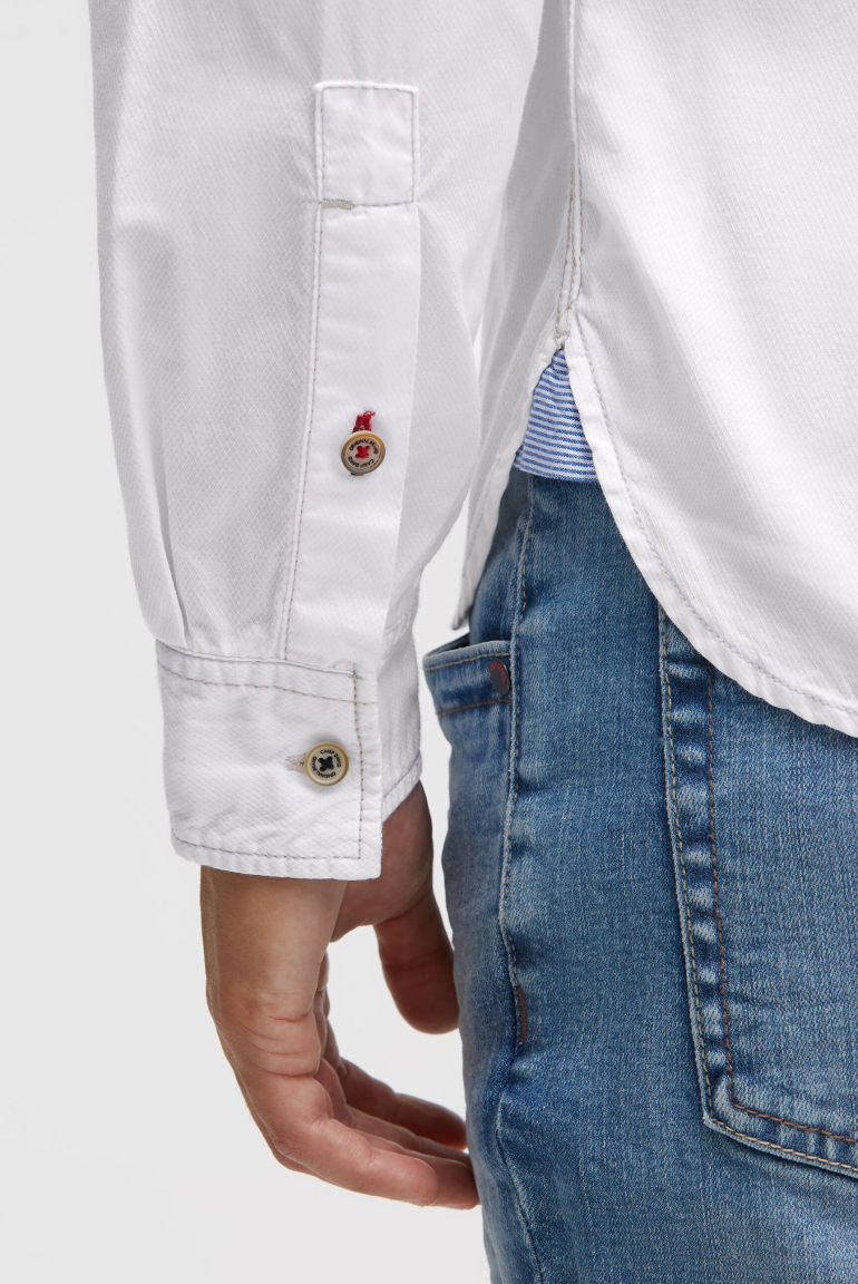 Strukturiertes Langarmhemd mit Logo-Applikationen