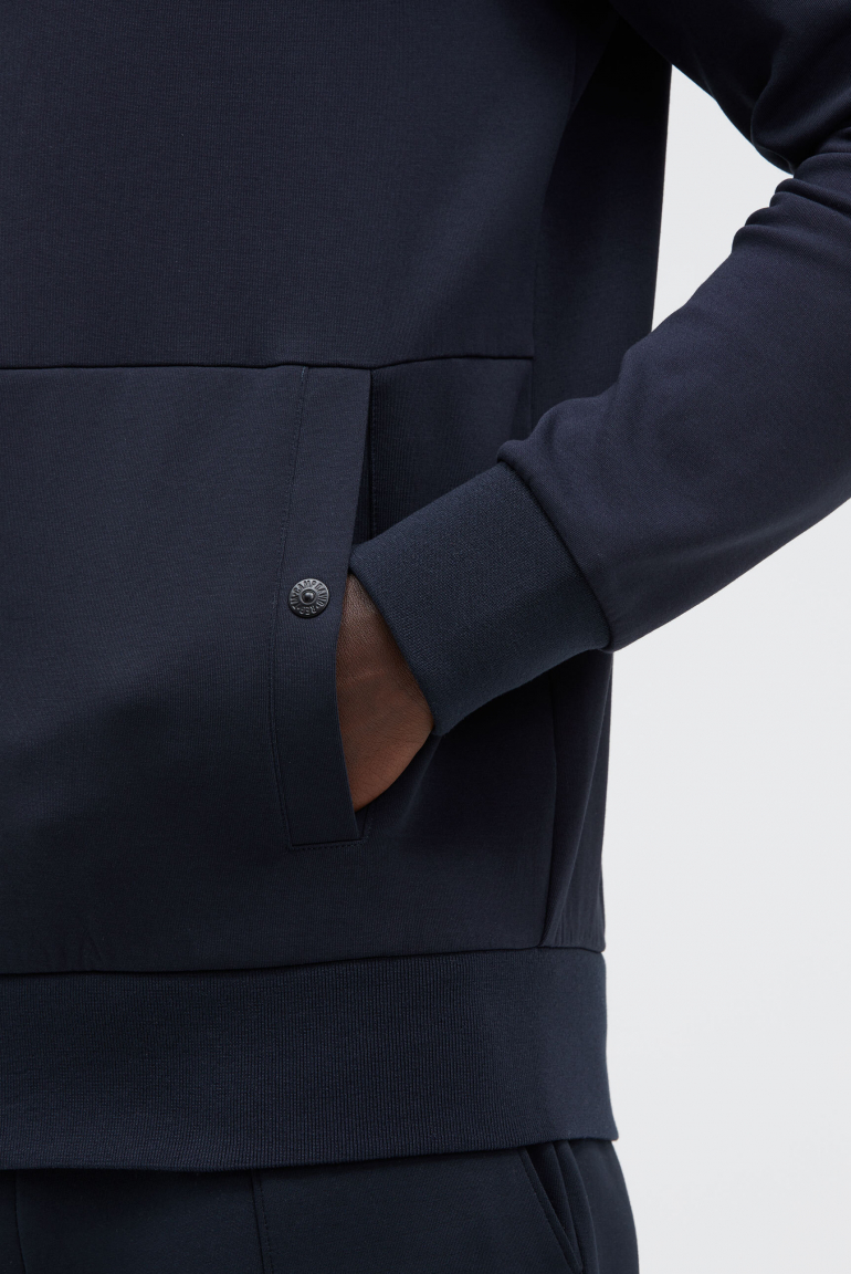 Sweatjacke aus Interlock mit Nylon-Kapuze