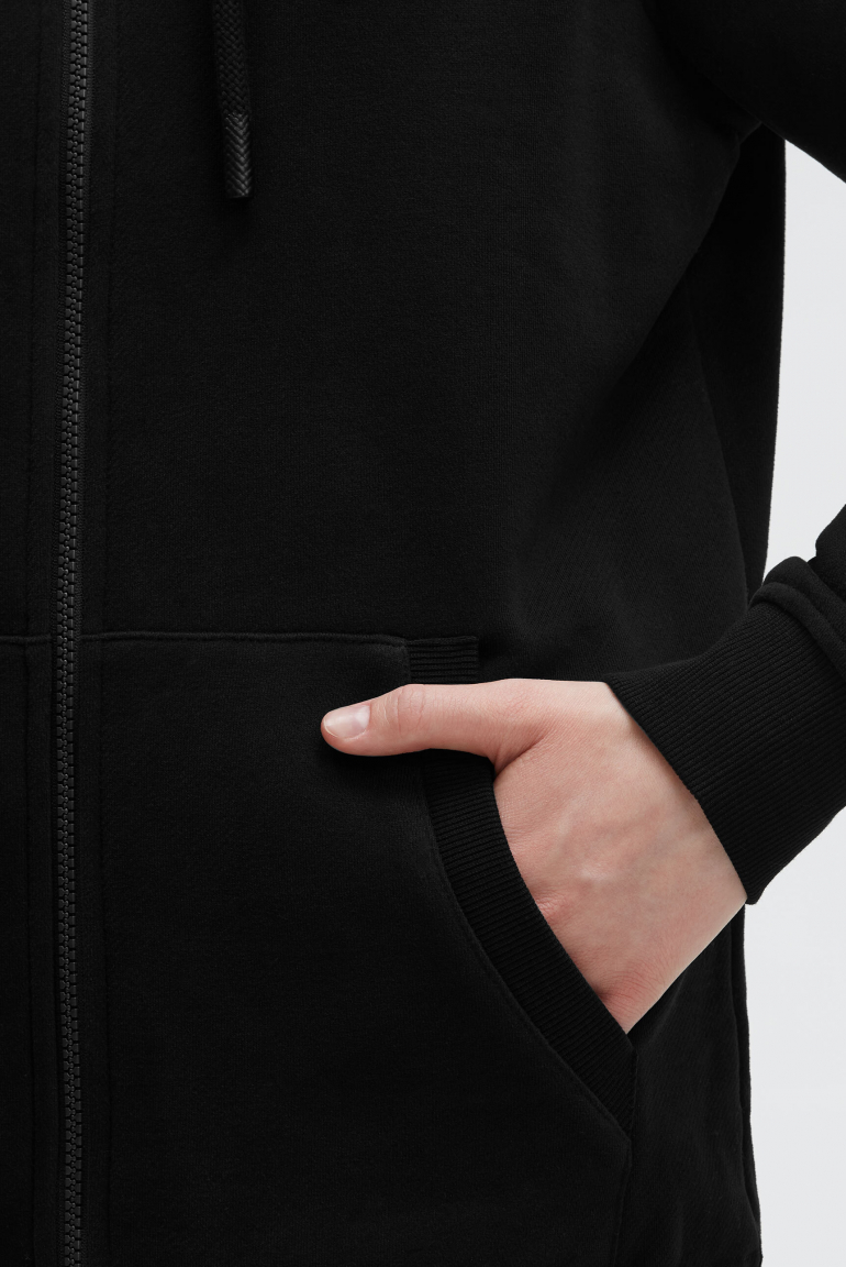 Sweatjacke mit hohem Kragen und Rücken-Print