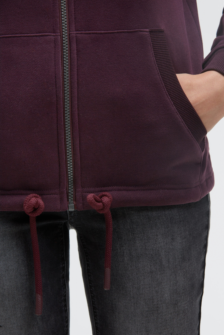 Sweatjacke mit hohem Kragen und Rücken-Print