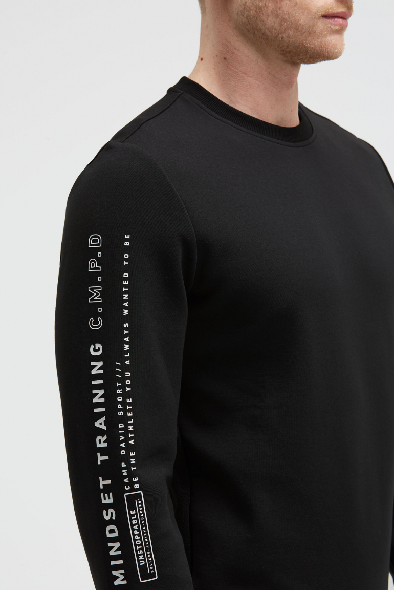 Sweatshirt aus Interlock mit Ärmeltasche und Artwork