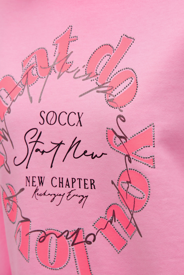 Sweatshirt Oil Dyed mit Kurzarm und Frontprint