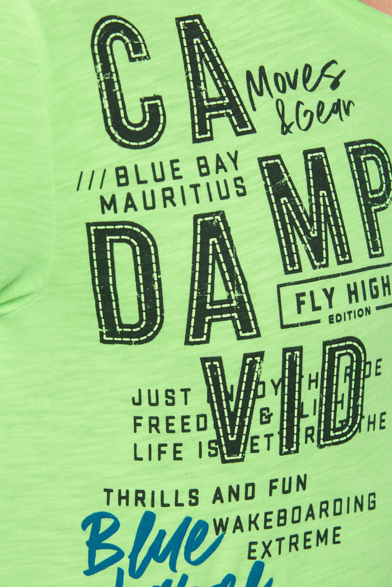 T-Shirt Inside Oil Dyed mit V-Neck und Print