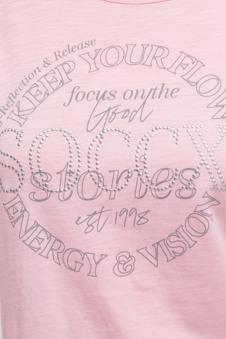 T-Shirt mit Artwork aus Schmucksteinen