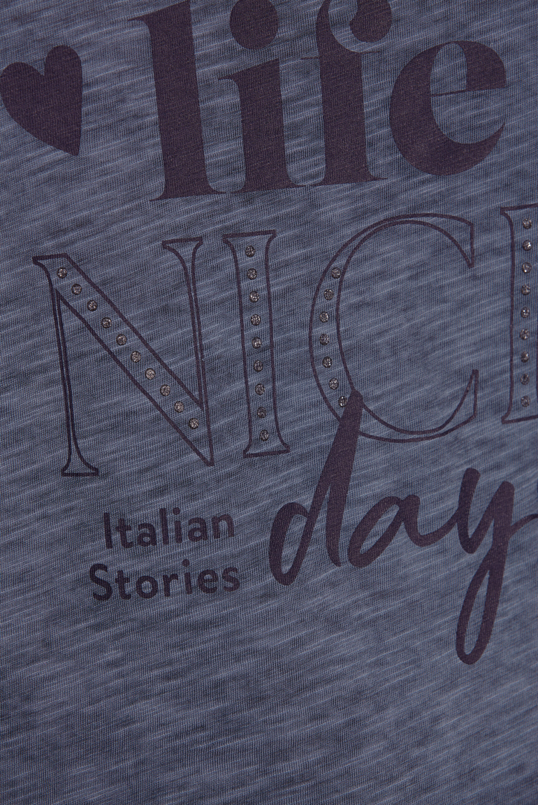T-Shirt mit Glitter Wording Print