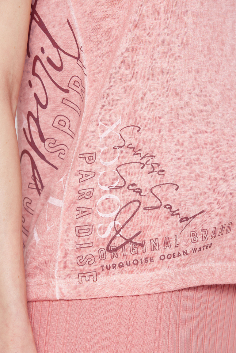 T-Shirt mit Leinen-Optik und Rücken-Print