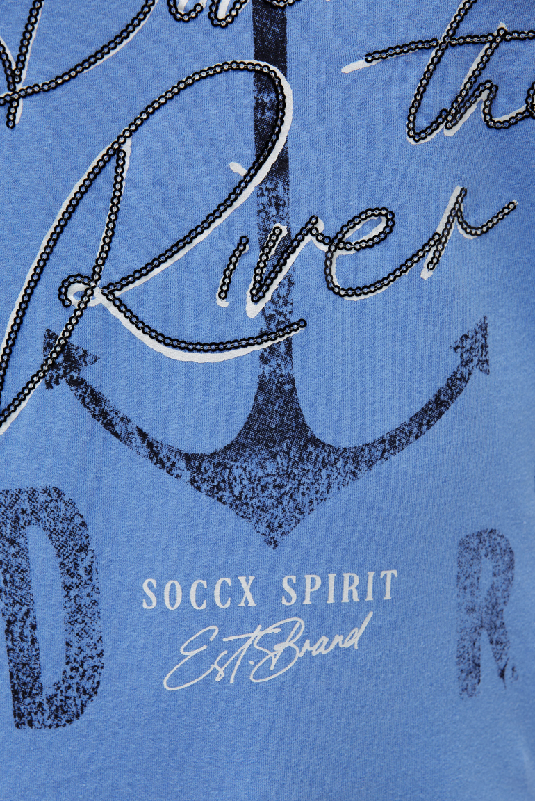 T-Shirt mit Print und Pailletten-Details