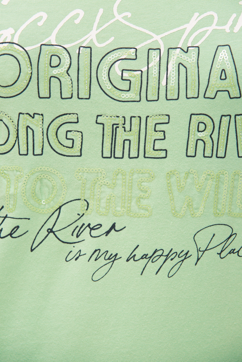 T-Shirt mit Print und Pailletten-Details
