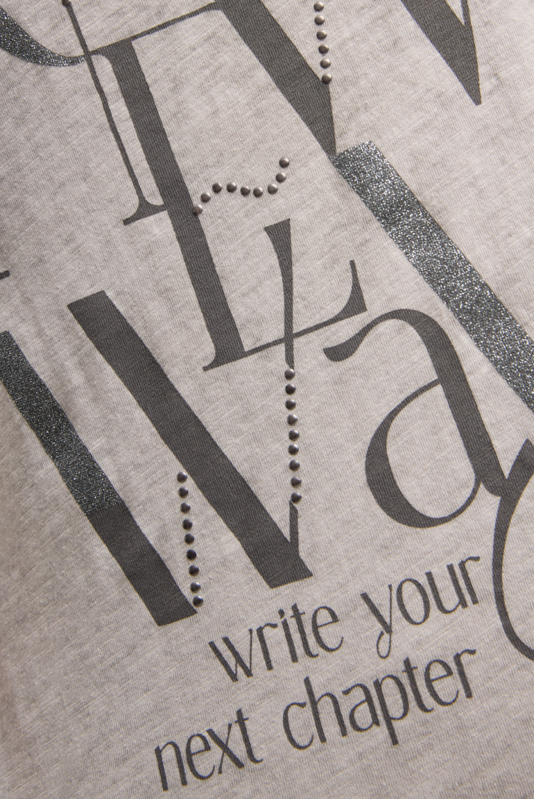 T-Shirt mit U-Boot-Ausschnitt und Artwork