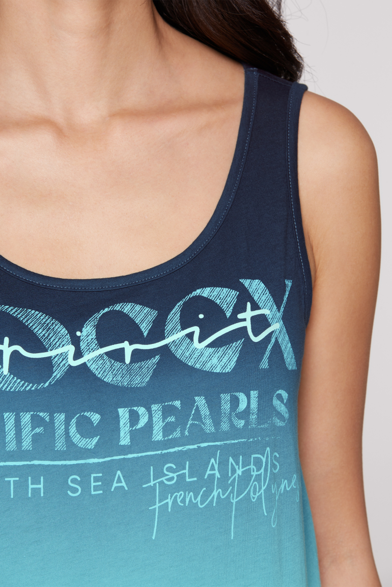 Tanktop mit Dip-Dye-Effekt und Print