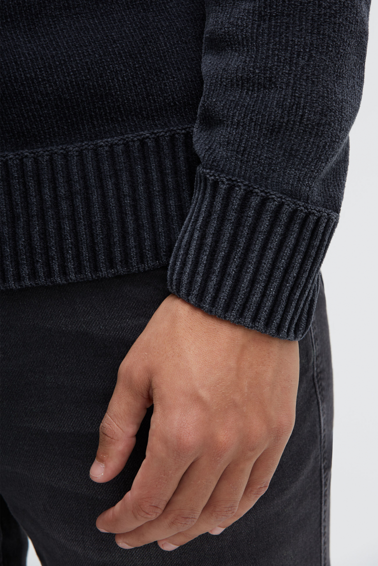 Troyer-Pullover aus Chenille mit Print und Patch