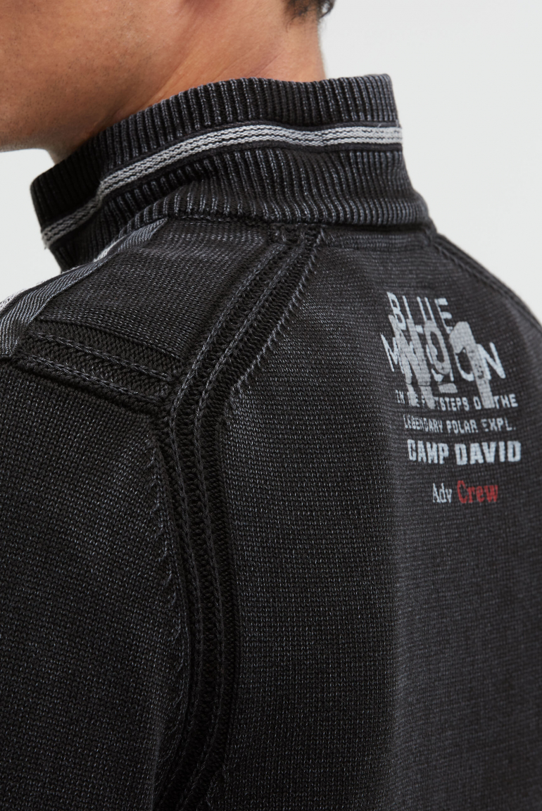 Troyer-Pullover mit Zipper, Tapes und Prints