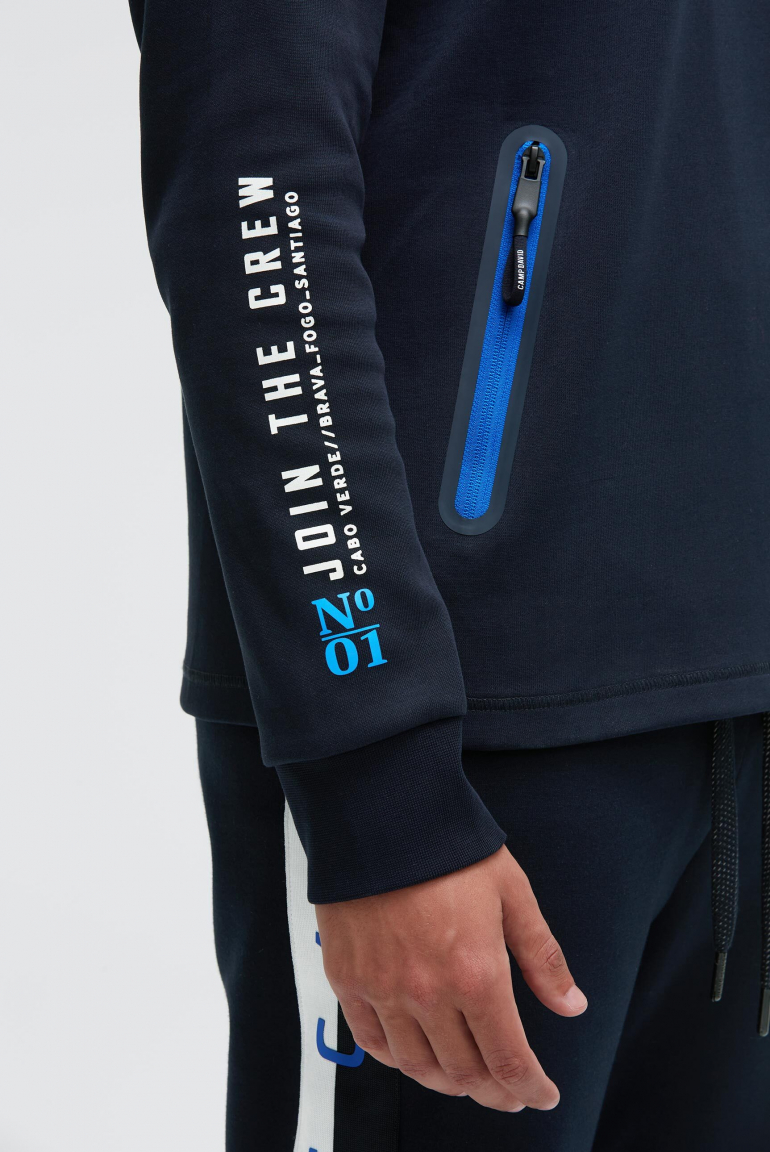 Troyer-Sweatshirt aus Interlock mit Rücken-Artwork