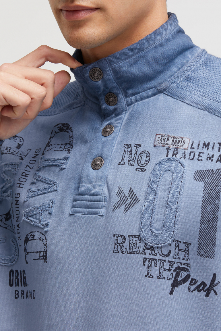 Troyer-Sweatshirt mit Strick-Details und Artworks