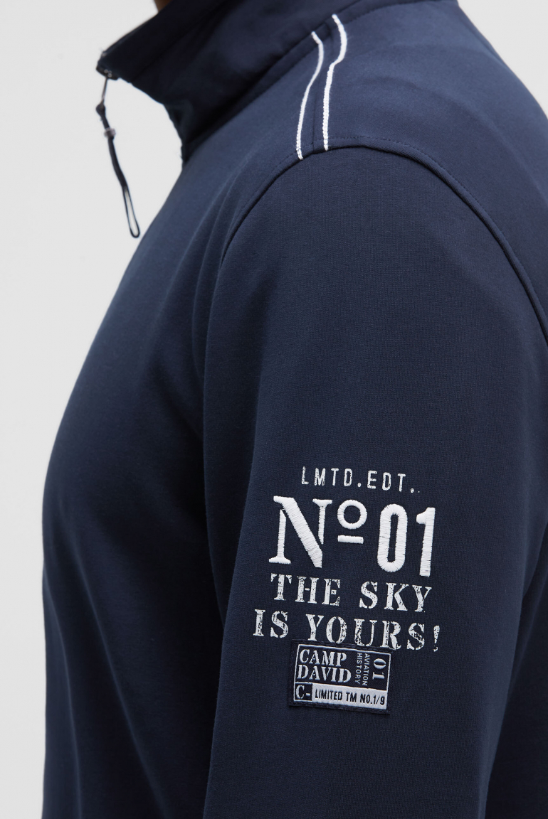 Troyer-Sweatshirt mit Zipper und Artworks