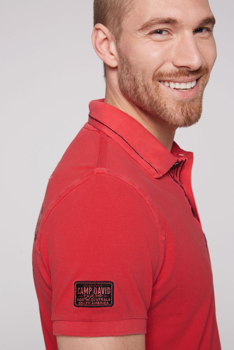 Pikee-Polo mit Rücken-Artwork red orange - CAMP DAVID & SOCCX | Print-Shirts
