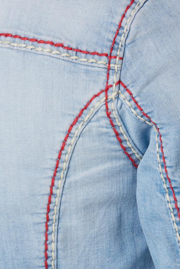Gebleachte Jeansjacke LI:ND mit Kontrastnähten