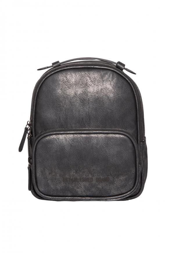 Rucksack im Metallic-Look mit Logo-Gurten