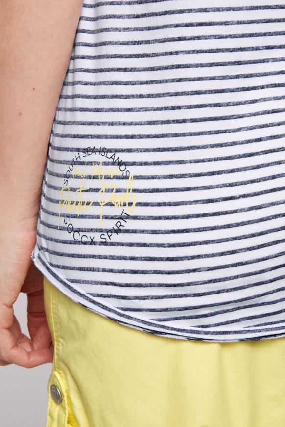 Streifenshirt mit Print und Rücken-Detail