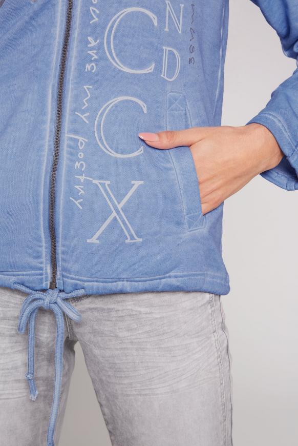 Sweatjacke mit Kapuze und Folien-Prints