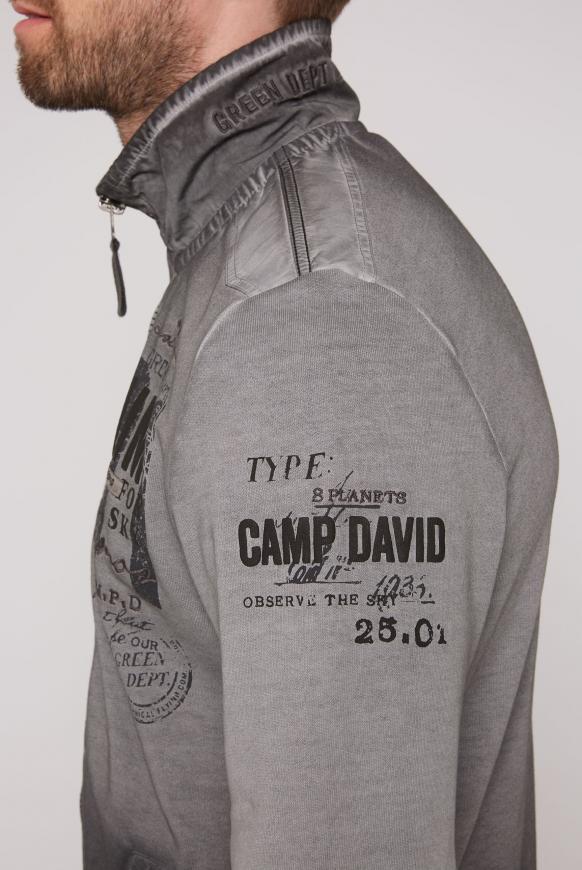Sweatjacke mit Twill- und Ripp-Details