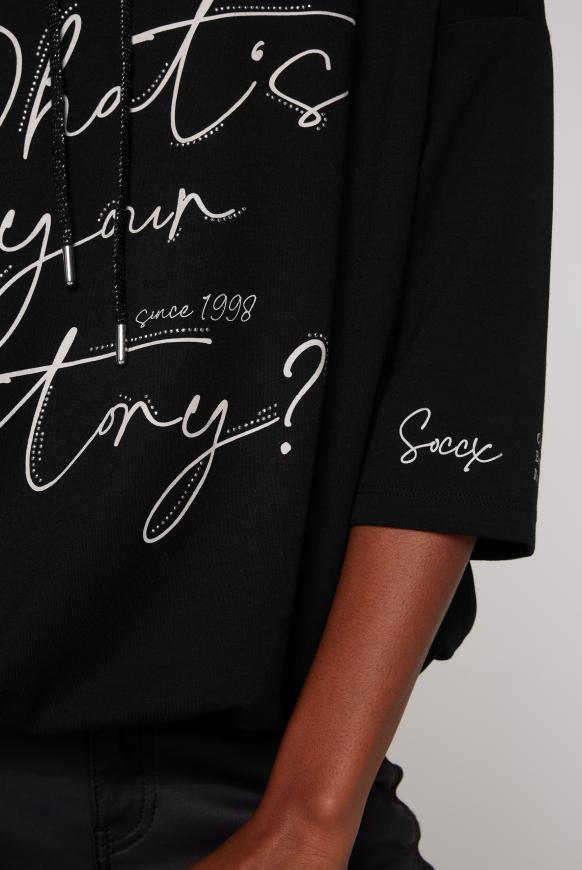 Sweatshirt mit Prints, Tape und Gummizugsaum