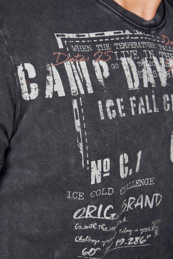 Camp David Soccx T Shirt Mit V Neck Und Used Optik Ebony