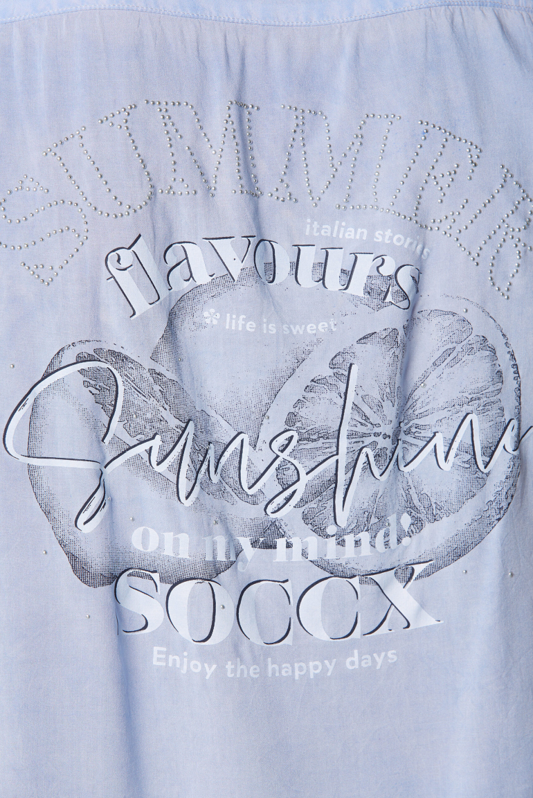 Ärmellose Bluse mit Rücken-Artwork