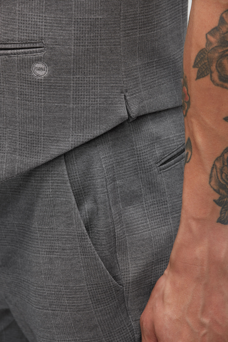 Anzugweste aus Interlock mit Karomuster