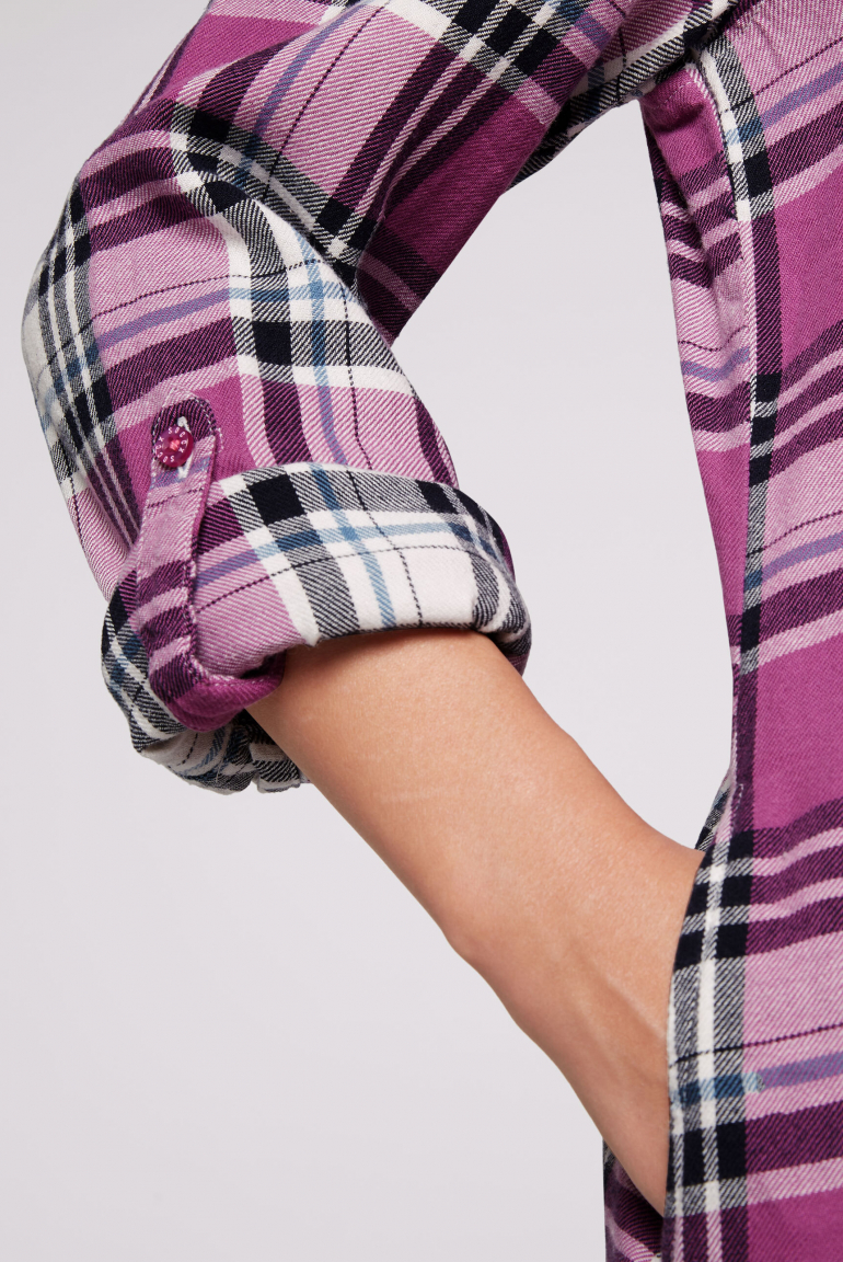 Flanellbluse mit modernem Glencheck-Karo
