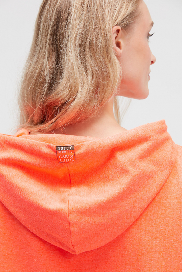 Hoodie mit tonigem Print und Zippern