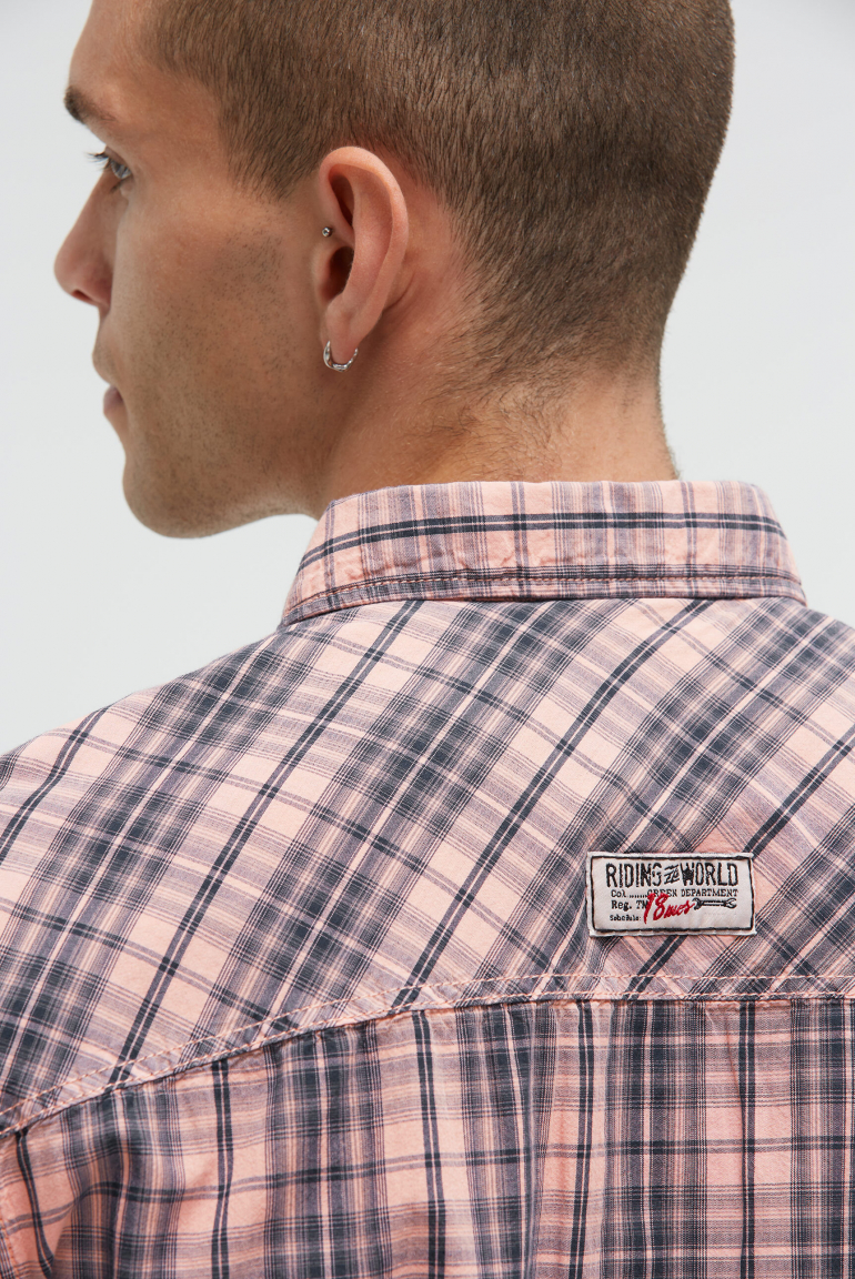 Karohemd mit Prints, Patches und Stickereien