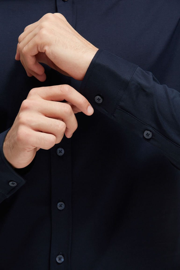 Langarmhemd aus Baumwoll-Jersey Slim Fit
