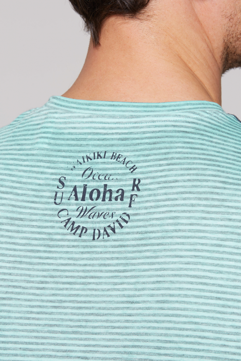Streifenshirt mit Ausbrenner-Effekten und Prints
