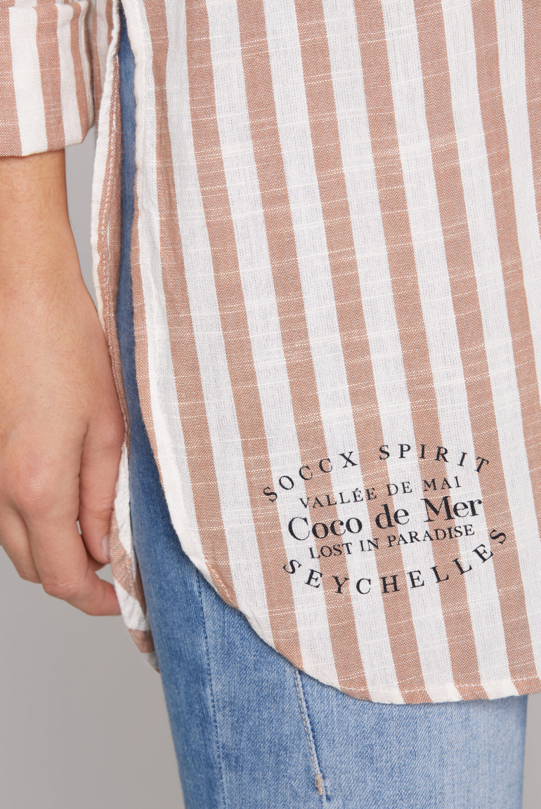 Strukturierte Longbluse mit Streifenmuster