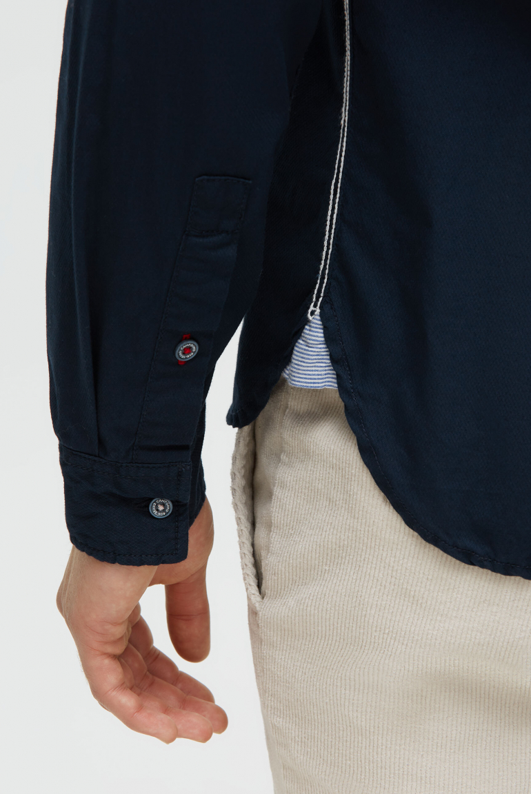 Strukturiertes Langarmhemd mit Logo-Applikationen