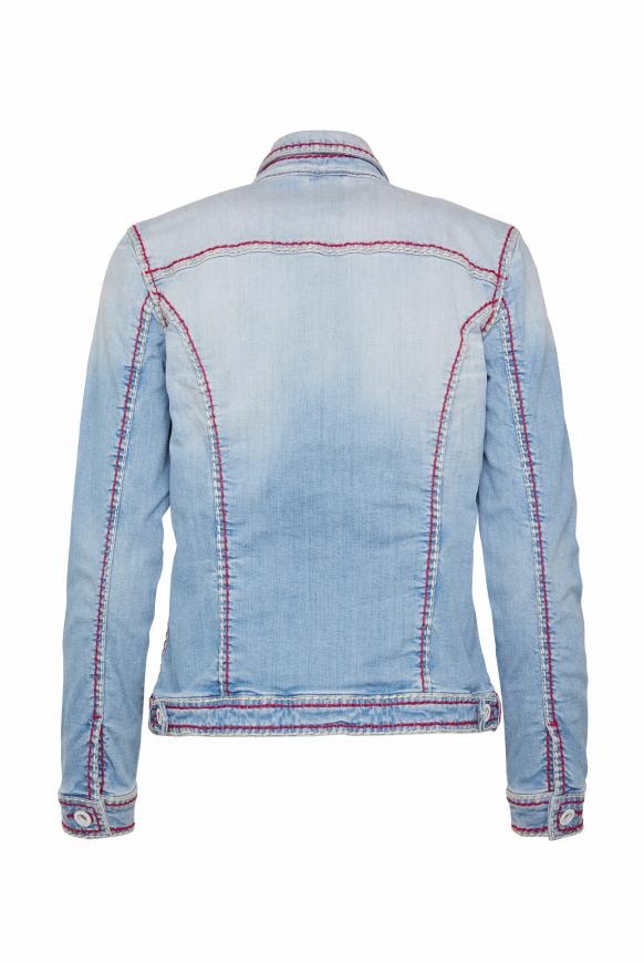 Gebleachte Jeansjacke LI:ND mit Kontrastnähten