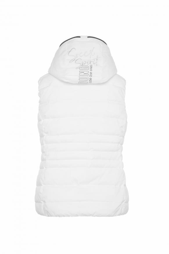 SOCCX Damen Steppweste mit Kapuze und Label Prints