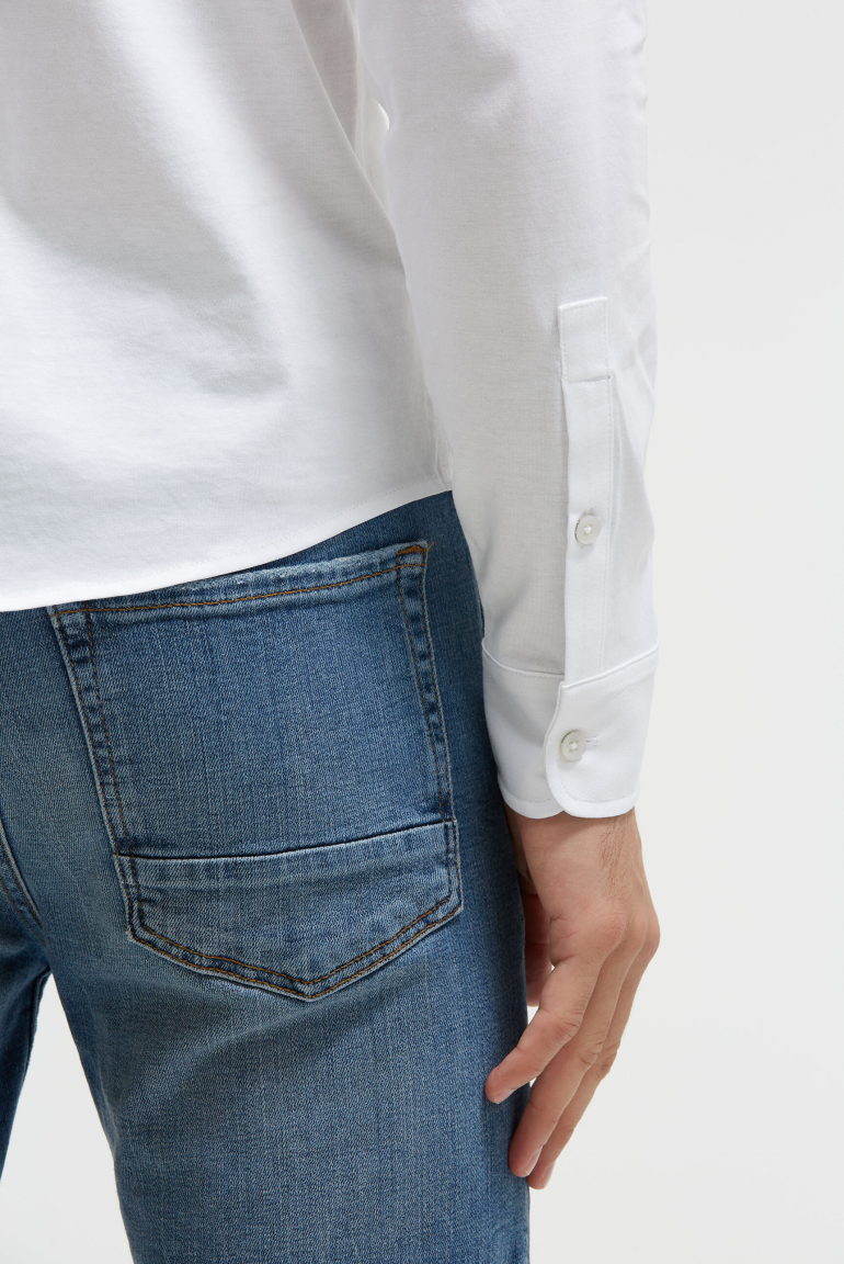 Langarmhemd aus Baumwoll-Jersey Slim Fit