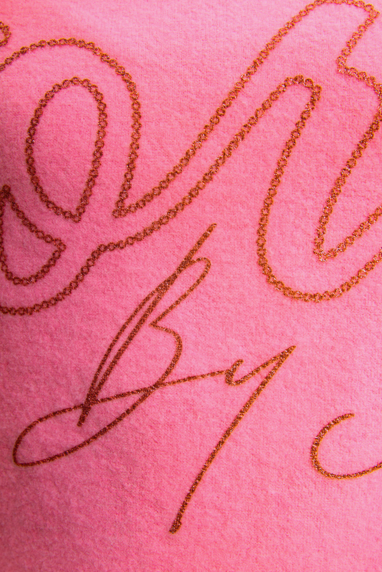 Pullover aus Flauschstrick mit Glitter-Print