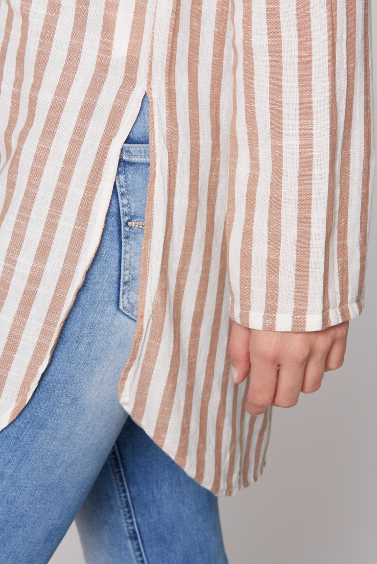 Strukturierte Longbluse mit Streifenmuster